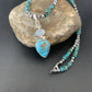 Navajo Pearls Necklace with Blue Mojave Turquoise Moon Pendant | Authentic Native American Sterling Silver | Multi-Stone | 11912