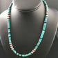 Native American Sterling Silver Necklace | Blue Turquoise & Onyx | 18" | 10027
