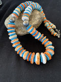 Navajo Pearls & Spiny Oyster Turquoise Necklace | Sterling Silver | Graduated | Authentic Native American | 23" | 00744