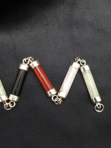 Navajo Turquoise Tube Link Bracelet | Sterling Silver | Authentic Native American Handmade | 4032