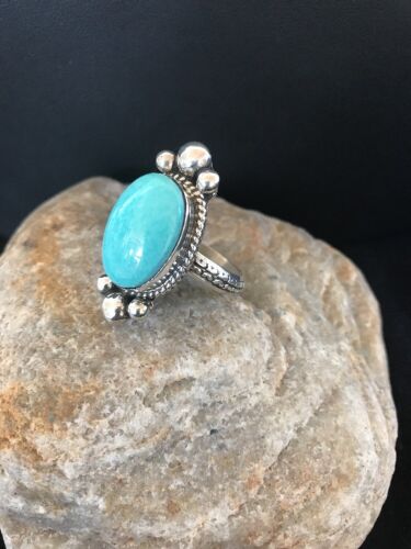 Dry Creek Turquoise Ring | Sterling Silver | Native American Handmade | Sz 11.5 | 3449