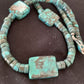 Native American Rustic Turquoise Nugget Heishi Bead Necklace | Sterling Silver | 22" | 1397