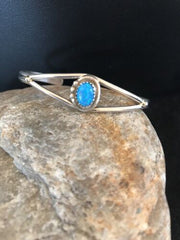 Native American Indian Blue Opal Bracelet | Sterling Silver | Handmade | 10175