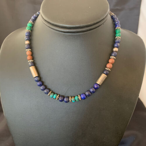 Authentic Tommy Singer Necklace | Blue Lapis Turquoise | Sterling Silver | 15" | 10392