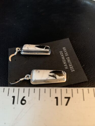 Navajo White Buffalo Turquoise Pendant | Sterling Silver Dangle Earrings | Authentic Native American Handmade | 14099