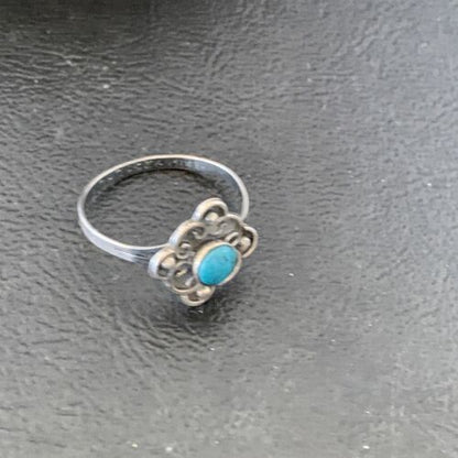 Southwestern Old Pawn Navajo Blue Turquoise Ring | Sterling Silver | Sz 7 | 10875