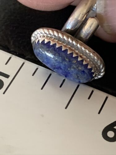 Navajo Lapis Lazuli Adjustable Ring | Sterling Silver | Sz 7 | Authentic Native American Handmade | 12448