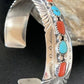 Navajo Blue Kingman Turquoise Coral Cuff Bracelet | 7 Strand | Sterling Silver | 12315