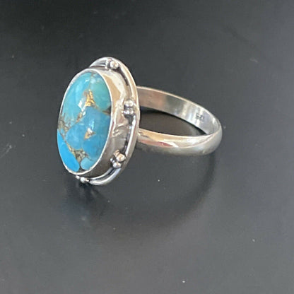 Mojave Native American Navajo Blue Turquoise Ring | Sterling Silver | Sz 7 | 11416
