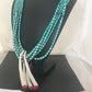 Men's Pueblo Santo Domingo 5-Strand Turquoise Coral Necklace | Sterling Silver | Native American Handmade | 8450