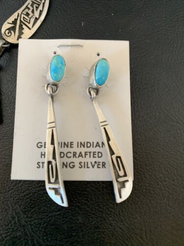 Native American Hopi Blue Kingman Turquoise Necklace & Earrings Set | Sterling Silver | 2101