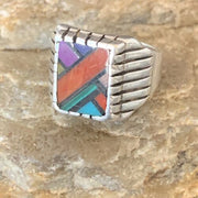 Old Pawn Navajo Blue Turquoise Spiny Inlay Ring | Sterling Silver | Sz 6 | 10380
