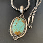 Men's Navajo Turquoise #8 Pendant Necklace | Sterling Silver | Native American Handmade | 13260