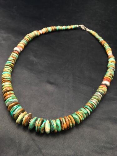 Authentic Navajo Turquoise Graduated Necklace | Sterling Silver | 23" | Native American Jewelry | 4363