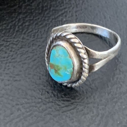 Navajo Blue Turquoise Ring | Sterling Silver | Sz 5 | Authentic Native American Handmade | 10362