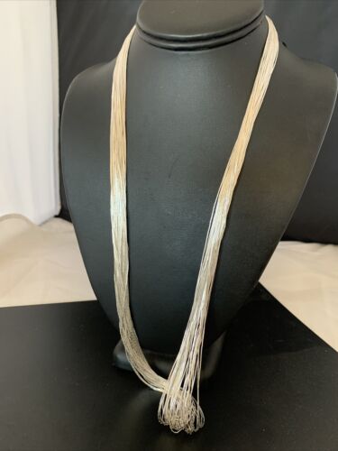 Southwestern Liquid Silver Heishi Necklace | 30 Strands | Sterling Silver Tubes | 26" | 2215