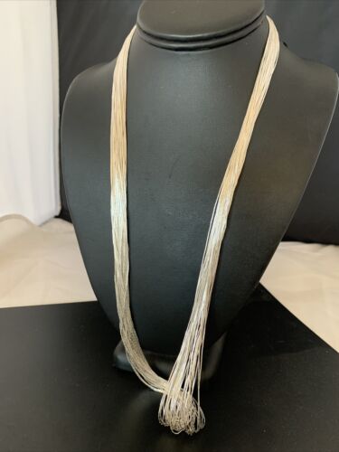 Southwestern Liquid Silver Heishi Necklace | 30 Strands | Sterling Silver Tubes | 26" | 02215