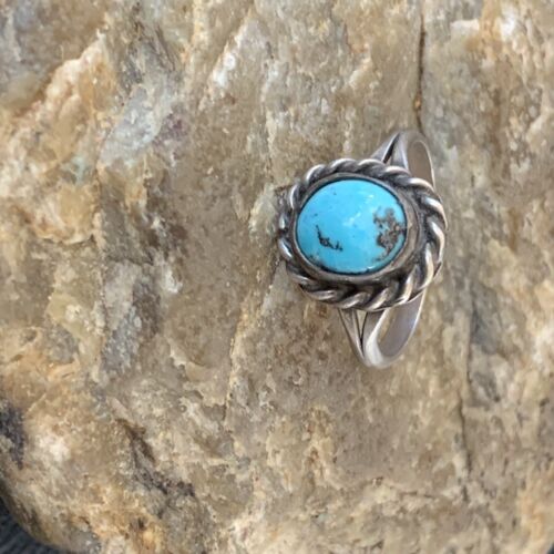 Southwestern Old Pawn Navajo Blue Turquoise Ring | Sterling Silver | Sz 5.5 | 10775
