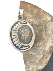Native American Kokopelli Pendant | Hopi Stamped Sterling Silver | Handmade | 1396