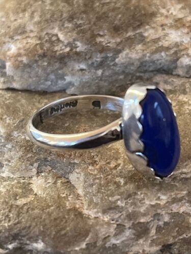 Native American Navajo Sterling Silver Navy Blue Lapis Ring | Sz 7 | 1131