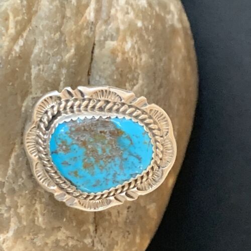 Navajo Blue Kingman Turquoise Ring | Sterling Silver | Sz 7 | Authentic Native American Handmade | 12957