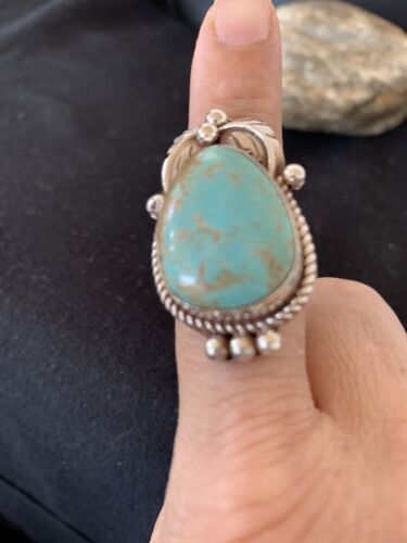 Native American Navajo Blue Turquoise #8 Ring | Sterling Silver | Sz 9.5 | 669