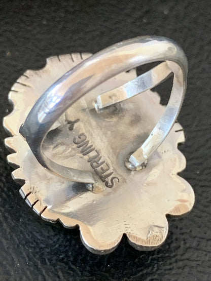 Navajo Green Sonoran Turquoise Ring | Sterling Silver | Sz 9 | Authentic Native American Handmade | 10418