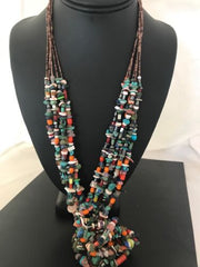 Native American Santo Domingo Multi-Stone Bead Necklace | 36" | 1254