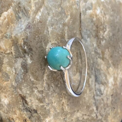 Navajo Blue Turquoise Ring | Sterling Silver | Sz 7 | Authentic Native American Handmade | 10769