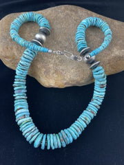 Navajo Graduated Turquoise Necklace | Sterling Silver | Authentic Native American | 18" | 1725