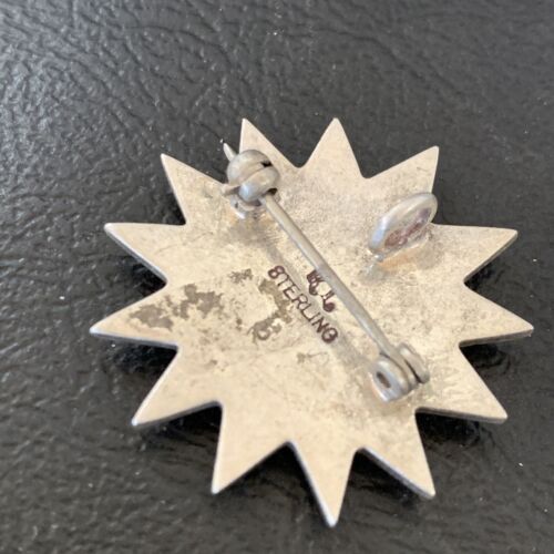 Old Pawn Navajo Green Gaspeite Sun Face Pin Pendant | Sterling Silver | Authentic Native American Handmade | 12132