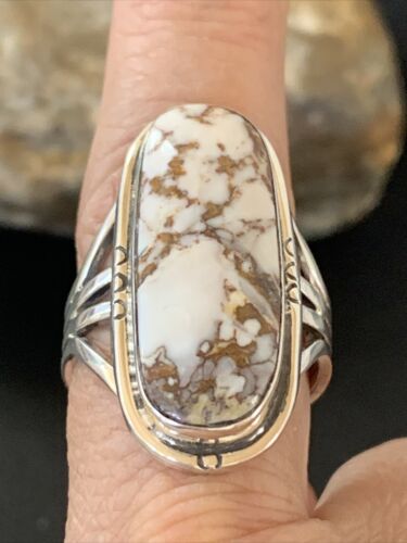 Southwestern Navajo Wild Horse Turquoise Ring | Sterling Silver | Sz 10 | 1874