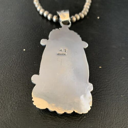 Navajo Bumblebee Jasper Pendant Necklace | Sterling Silver | Authentic Native American Handmade | 14201