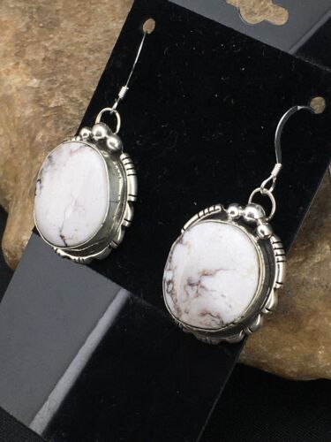 Navajo Wild Horse Turquoise Earrings | Sterling Silver | 1" | Authentic Native American Handmade | 1321