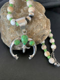 Navajo Green Turquoise Gaspeite Spiny Oyster Necklace NajaPendant | Sterling Silver | 22" | 10525