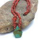 Native American Turquoise Coral Pendant Necklace | Brass Old Pawn | 19" | 4002