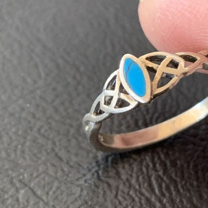 Southwestern Old Pawn Navajo Blue Turquoise Ring | Sterling Silver | Sz 7 | 10876