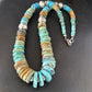 Navajo Blue Green Turquoise Bead Necklace | Sterling Silver | Authentic Native American | 20" | 14243