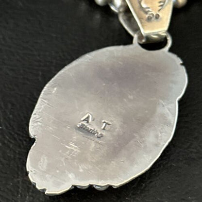 Navajo Orange Spiny Oyster Necklace Pendant | Sterling Silver | Authentic Native American Handmade | 14680