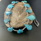 Native American Navajo Pearls Necklace | Sterling Silver | Blue Turquoise Teardrop | 11484