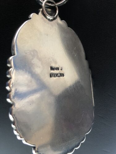 Navajo Blue Turquoise #8 Pendant | Sterling Silver Necklace | Authentic Native American Handmade | 11292