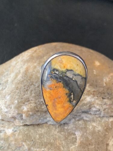 Southwestern Navajo Yellow Bumble Bee Jasper Ring | Sterling Silver | Sz 7 | 11553