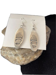 Native American Bearpaw Dangle Earrings | Hopi Sterling Silver Handmade | 01506