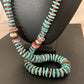 Authentic Native American Navajo Sterling Silver Necklace | Blue Turquoise & Spiny Oyster | 32" | 1672