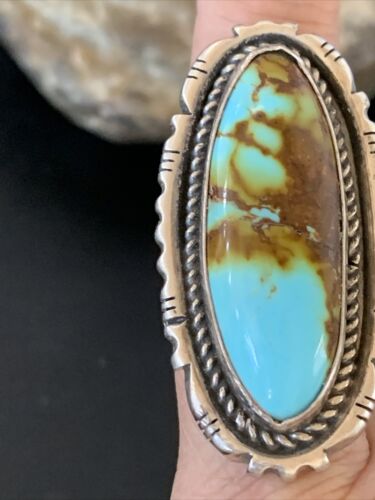 Native American Navajo Sterling Silver Turquoise #8 Ring | Sz 8.5 | 12065 - Masha USA