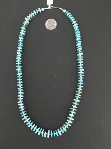Navajo Sterling Silver Blue Graduated Turquoise Necklace | Authentic Native American | 23" | 1348