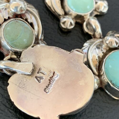 Navajo Blue Green Dry Creek Turquoise Dangle Earrings | Sterling Silver | Authentic Native American Handmade | 1485