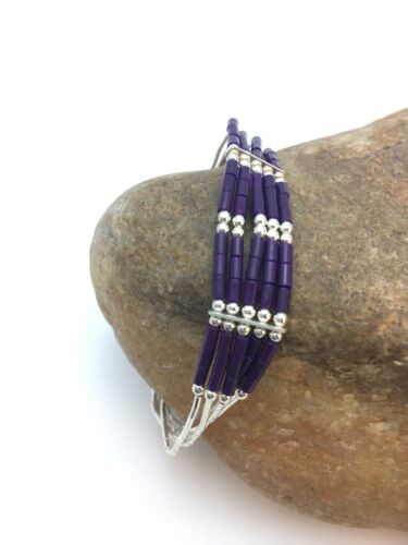 Southwestern Liquid Silver Purple Sugilite Heishi 5-Strand Bracelet | Sterling Silver | 7" | 13599