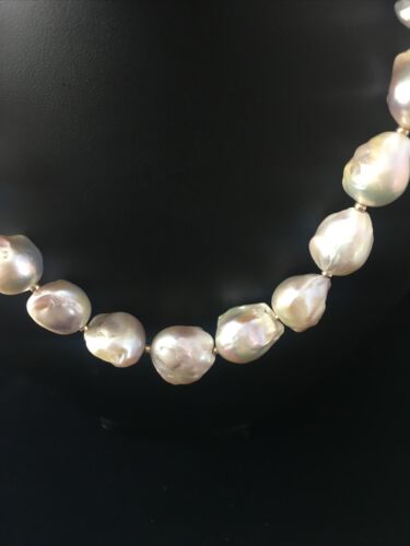 Native American Baroque Pearl Bead Necklace | Sterling Silver | 18" | 10007