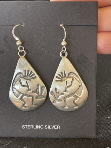 Handmade Sterling Silver Kokopelli Dangle Earrings | Authentic Native American Hopi Design | 01502 - Masha USA